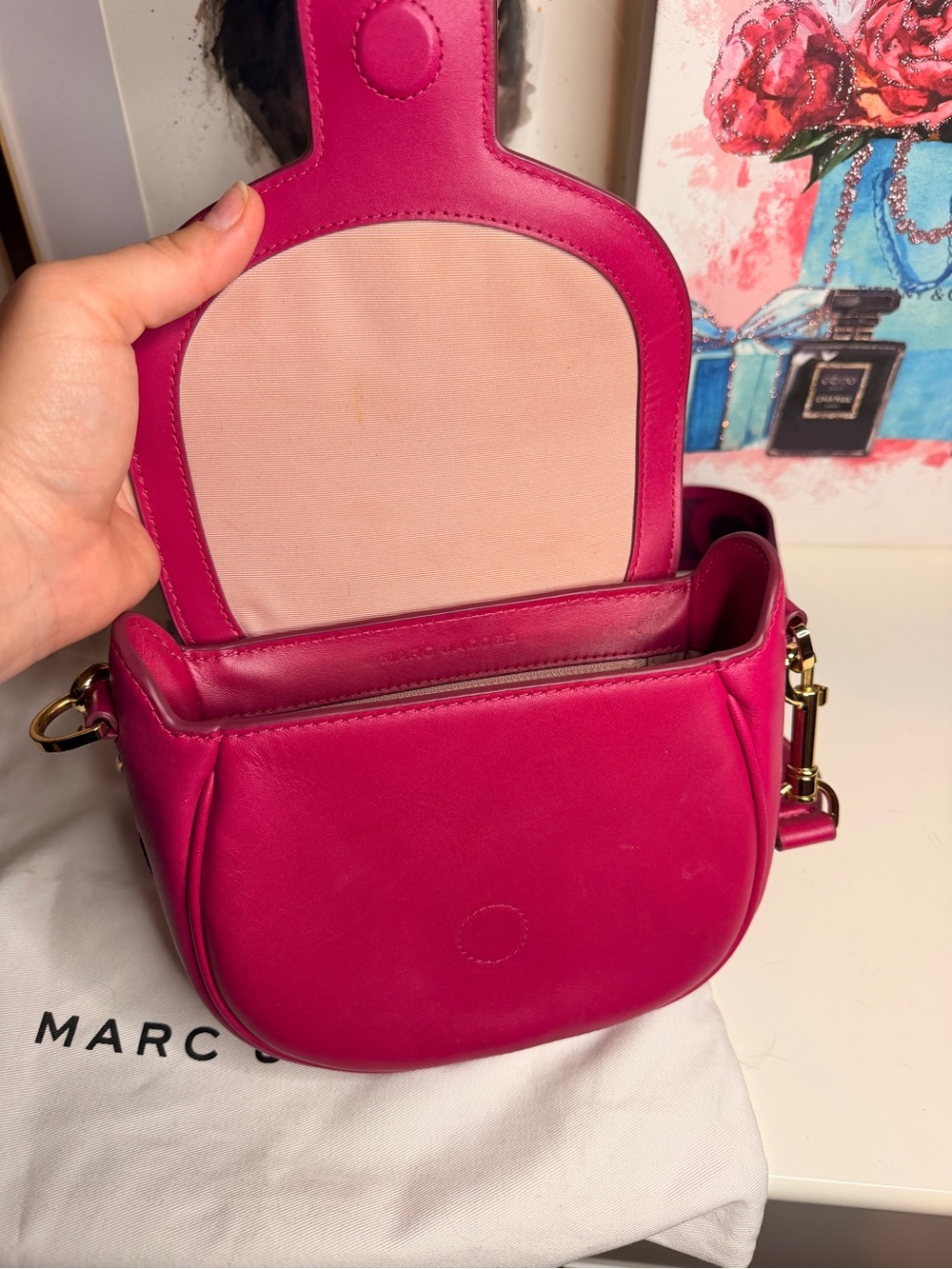 Marc Jacobs Bright Pink Compact Crossbody with Branded Strap - Picture 5 of 8